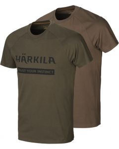 Härkila Logo T-Shirt 2er-pack Willow green/Slate brown